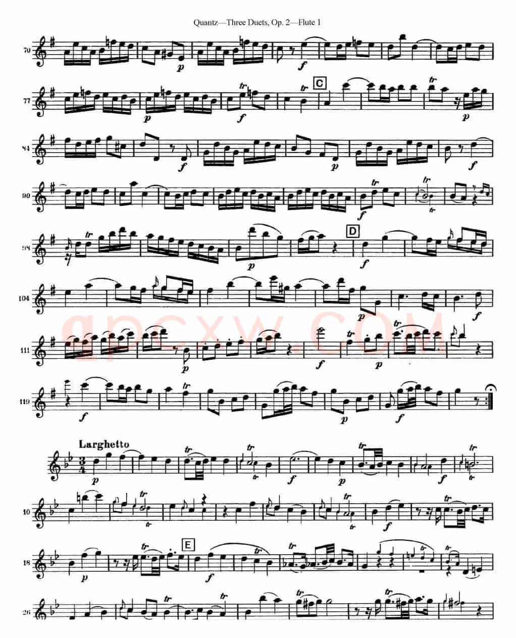 匡茨G大调长笛二重奏Op.2——Flute 1（No.1）