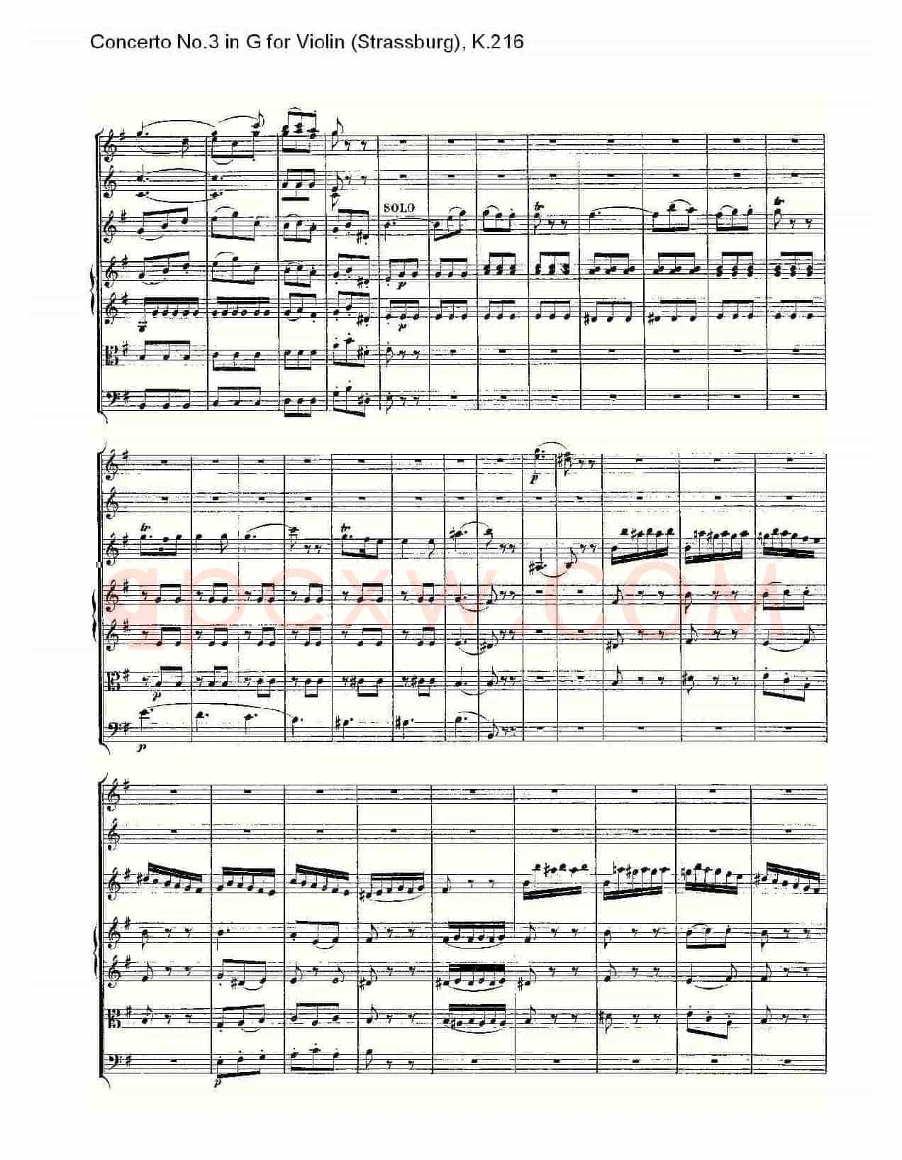 Concerto No.3 in G for Violin K.216(G调小提琴第三协奏曲, K)