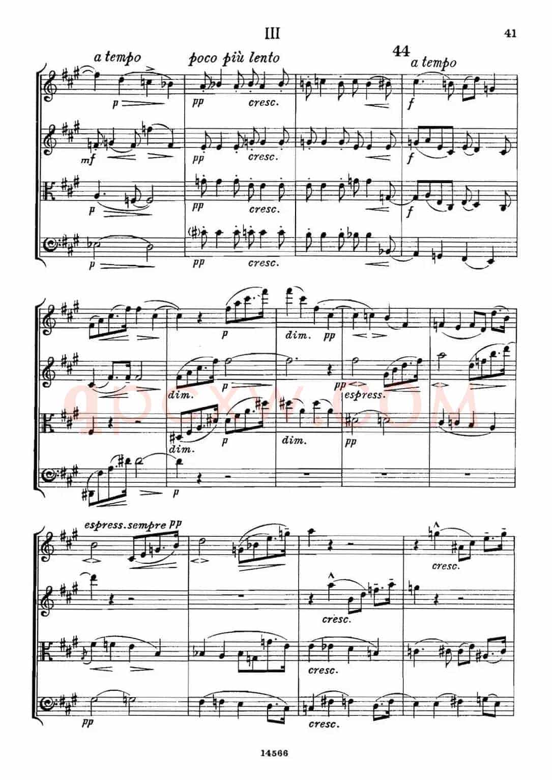 QUARTET Op.83(第三部分)(弦乐四重奏)