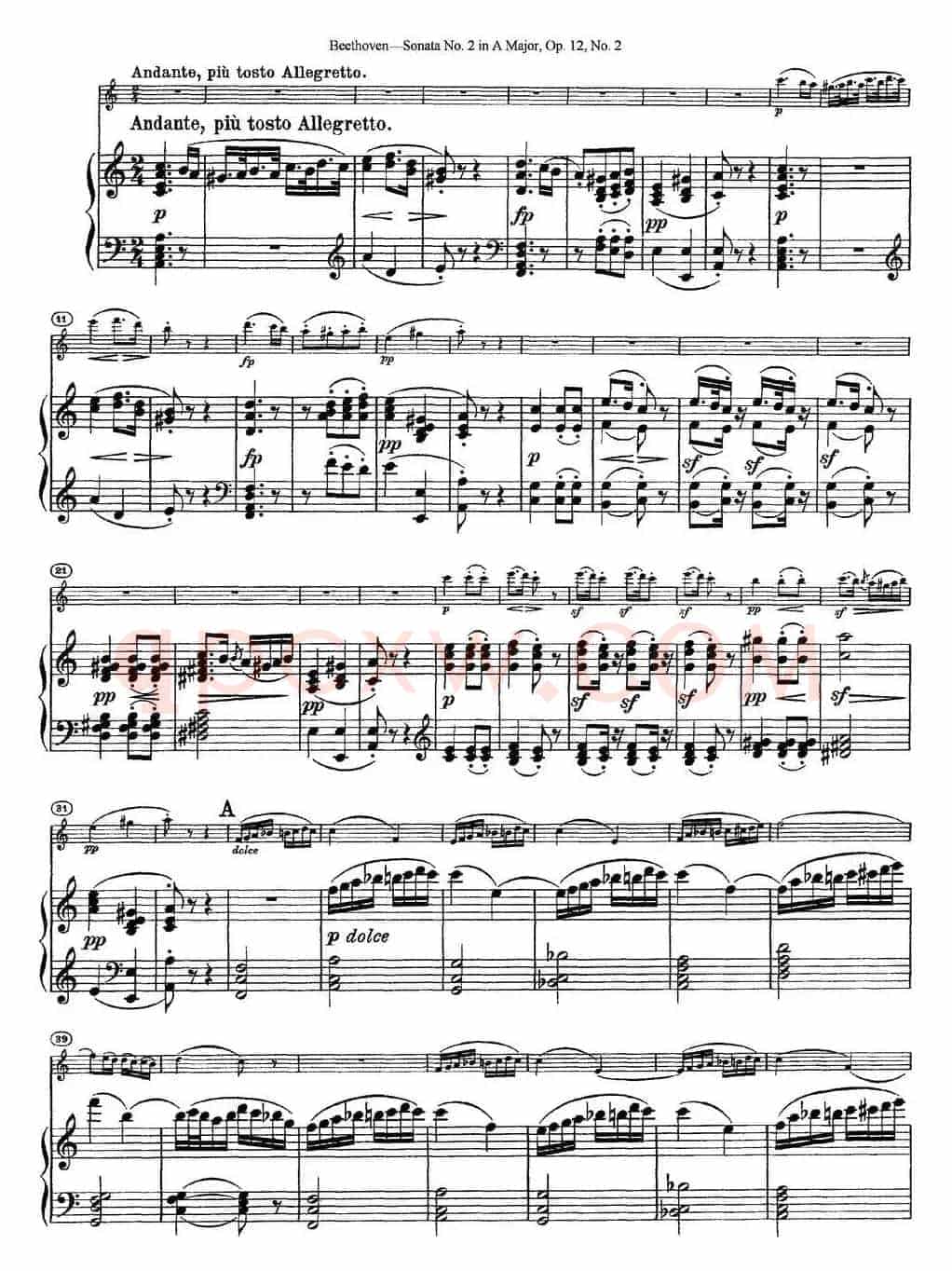 Violin Sonata No.2 in A Major Op.12 No.2（小提琴+钢琴伴奏）