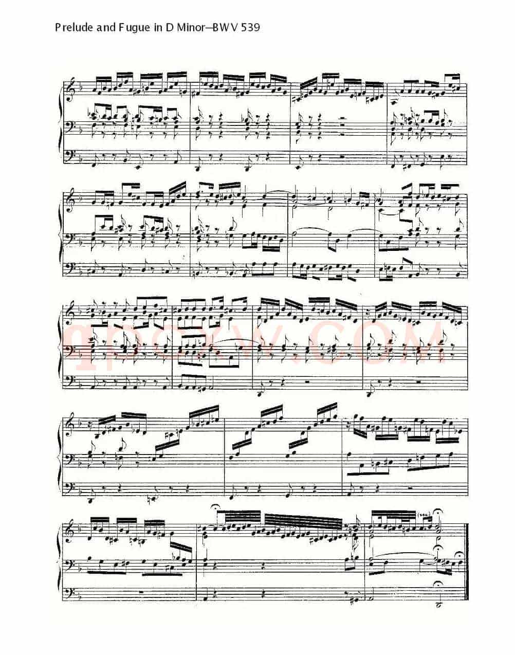 Prelude and Fugue in D Minor--BWV 539 (管风琴谱)
