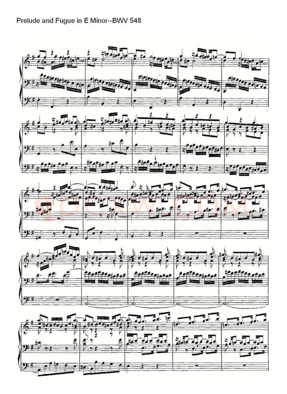 Prelude and Fugue in E Minor--BWV 548 (管风琴谱)