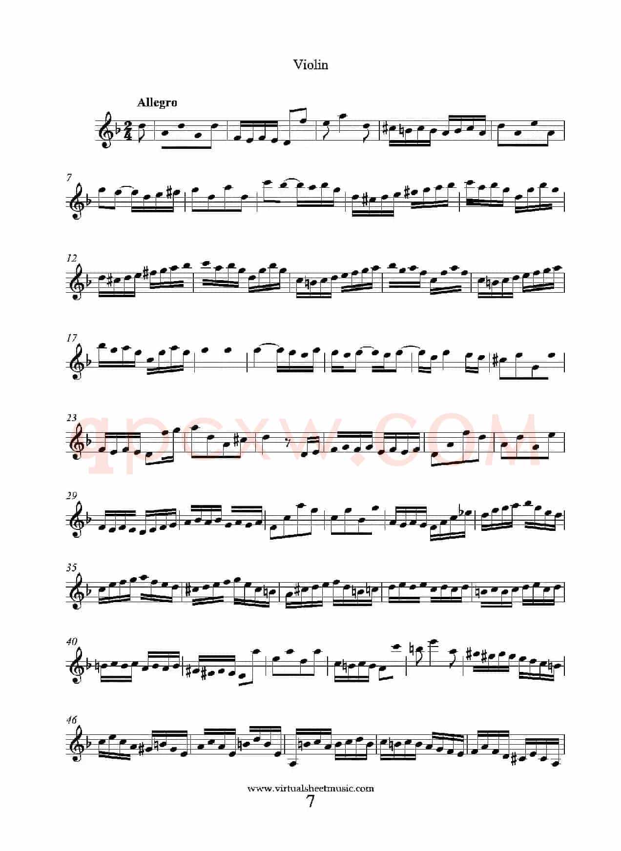 Concerto in D minor（小提琴分谱）