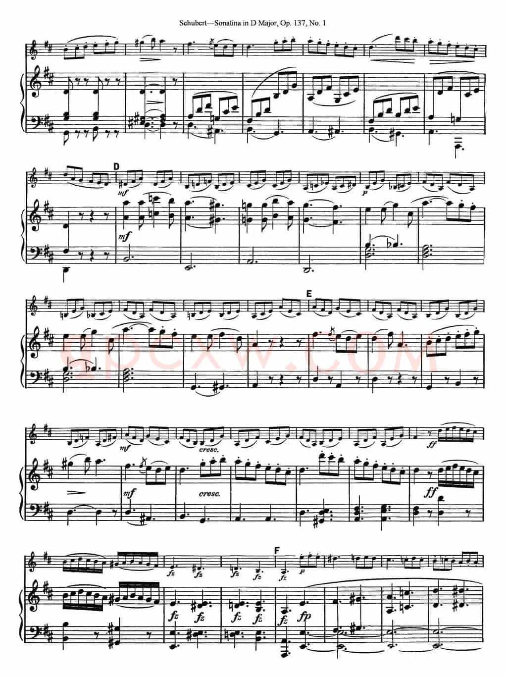 Violin Sonatina in D major Op.137 No.1（小提琴+钢琴伴奏）