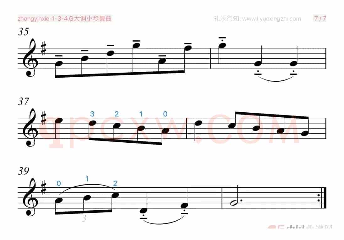 G大调小步舞曲-巴赫 [大字排版]（小提琴）