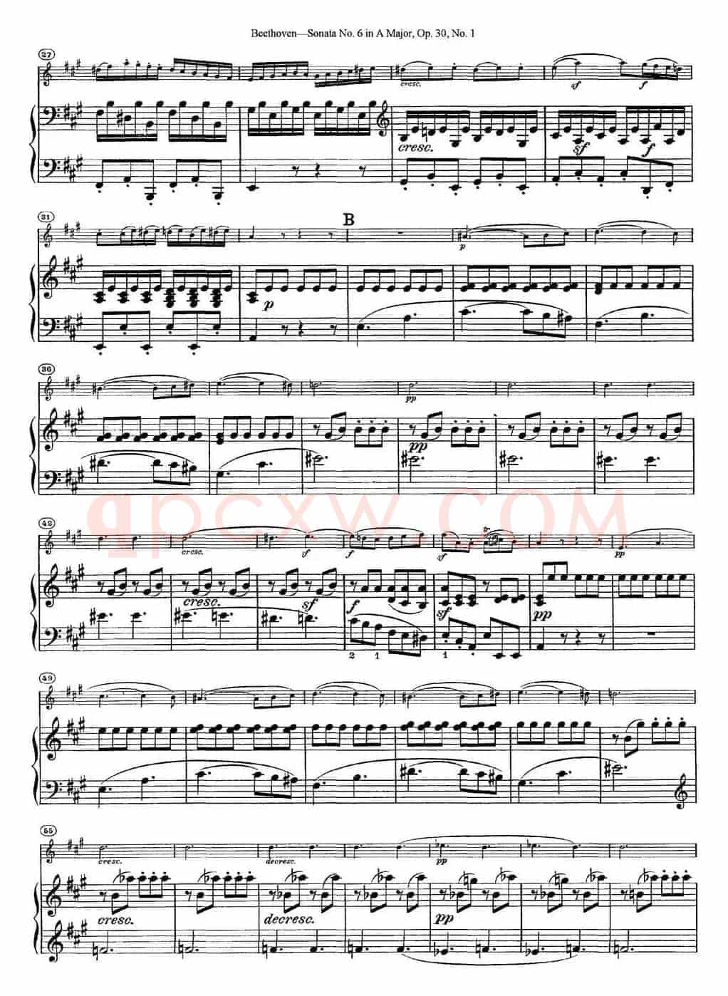 Violin Sonata No.6 in A Major Op.30 No.1（小提琴+钢琴伴奏）