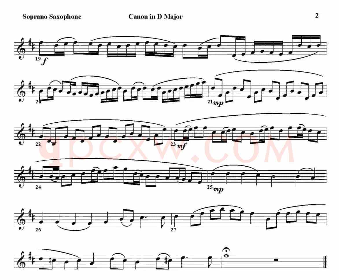 CANON IN D MAJOR（四重奏·高音萨克斯分谱）