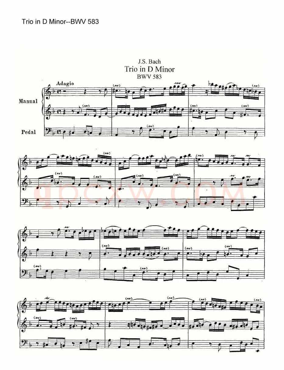 Trio in D Minor--BWV 583（管风琴）