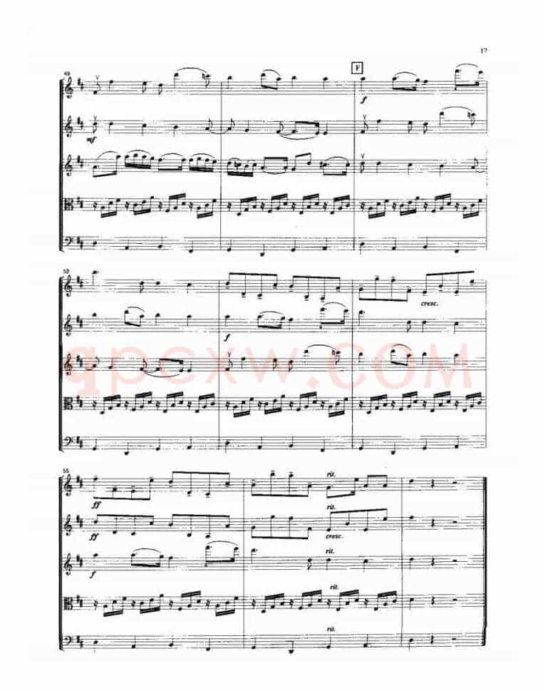 卡农曲（弦乐五重奏总谱）