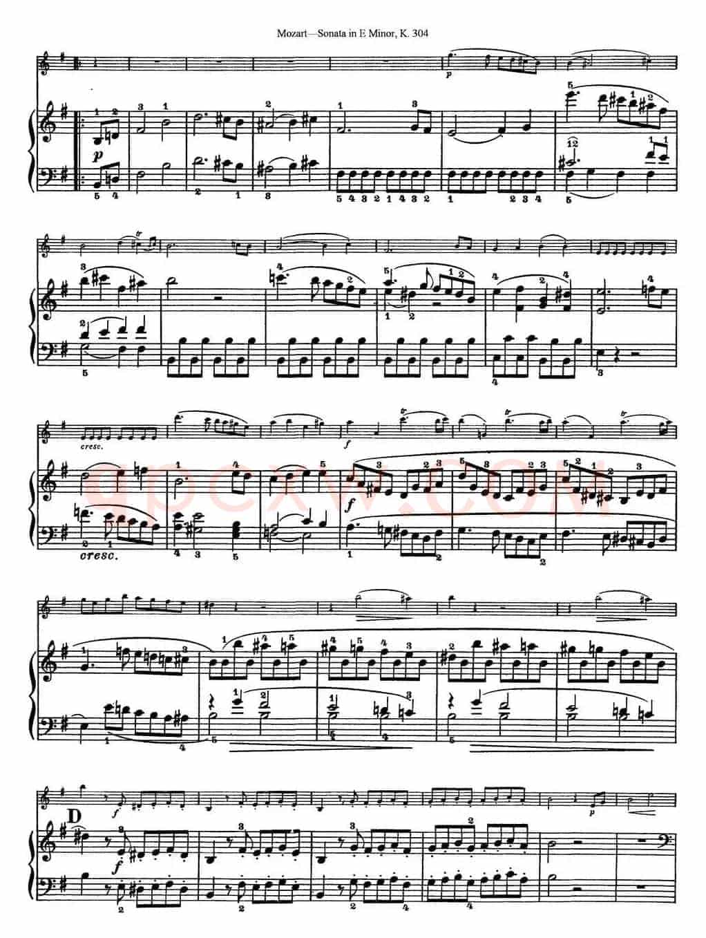 Violin Sonata in E Minor K.304（小提琴+钢琴伴奏）