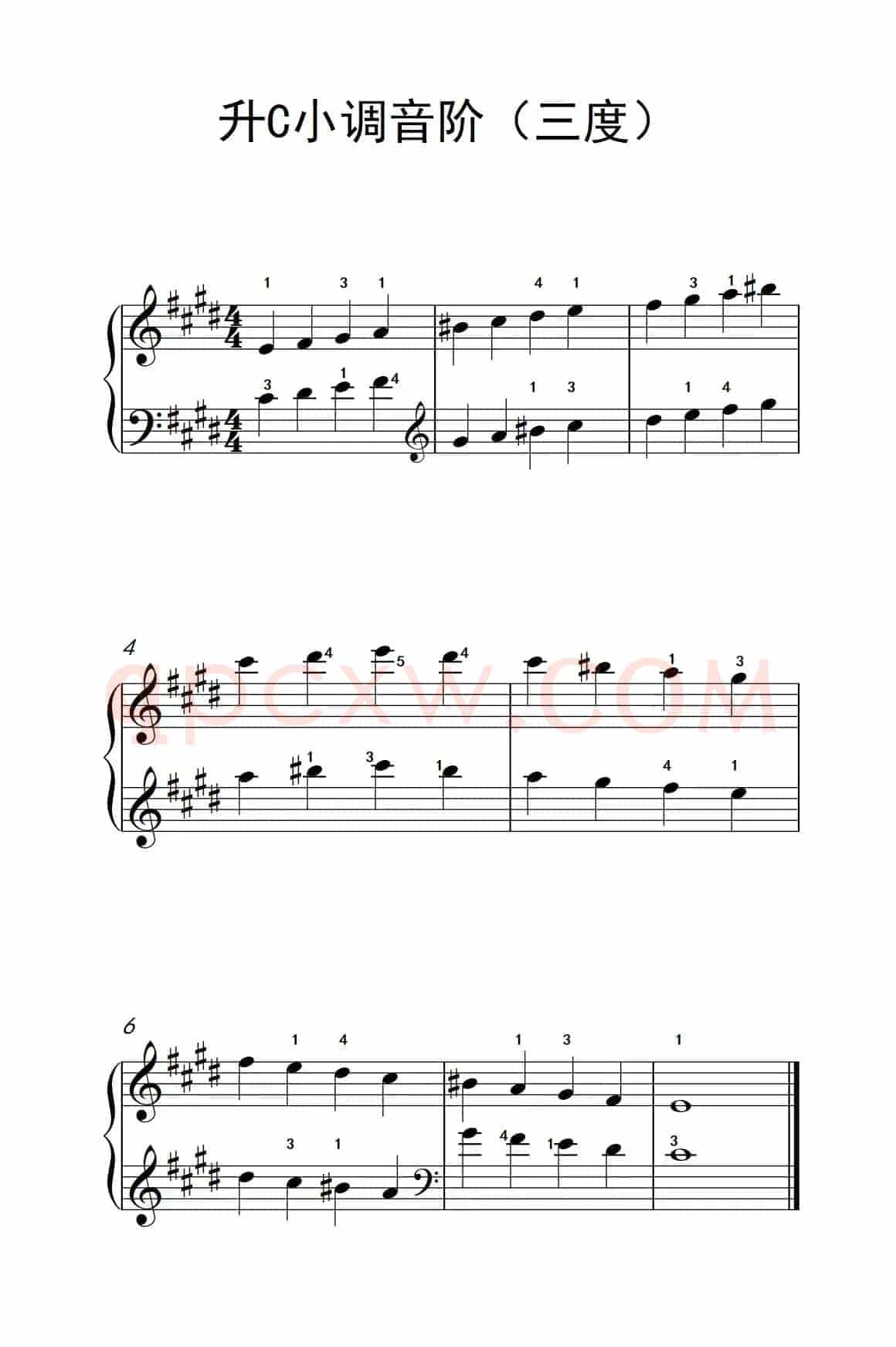 升C小调音阶（三度）（孩子们的钢琴音阶、和弦与琶音 2）