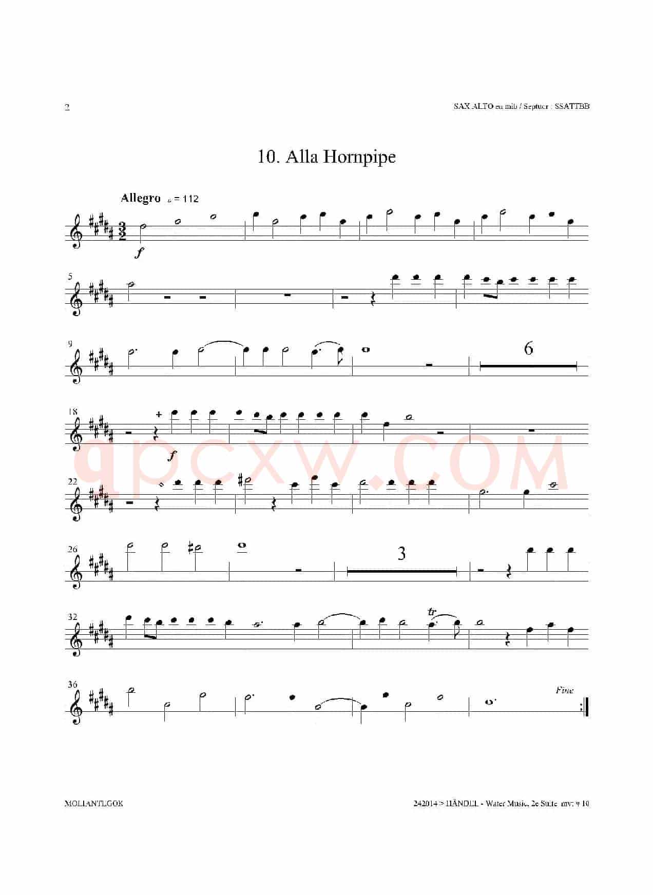 Water Music（HWV.349 No.2）（中音萨克斯）