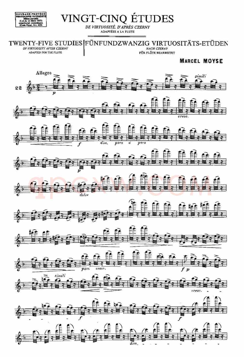 Moyse - 25 Studies after Czerny flute 之22（25首改编自车尔尼作品的练习曲）