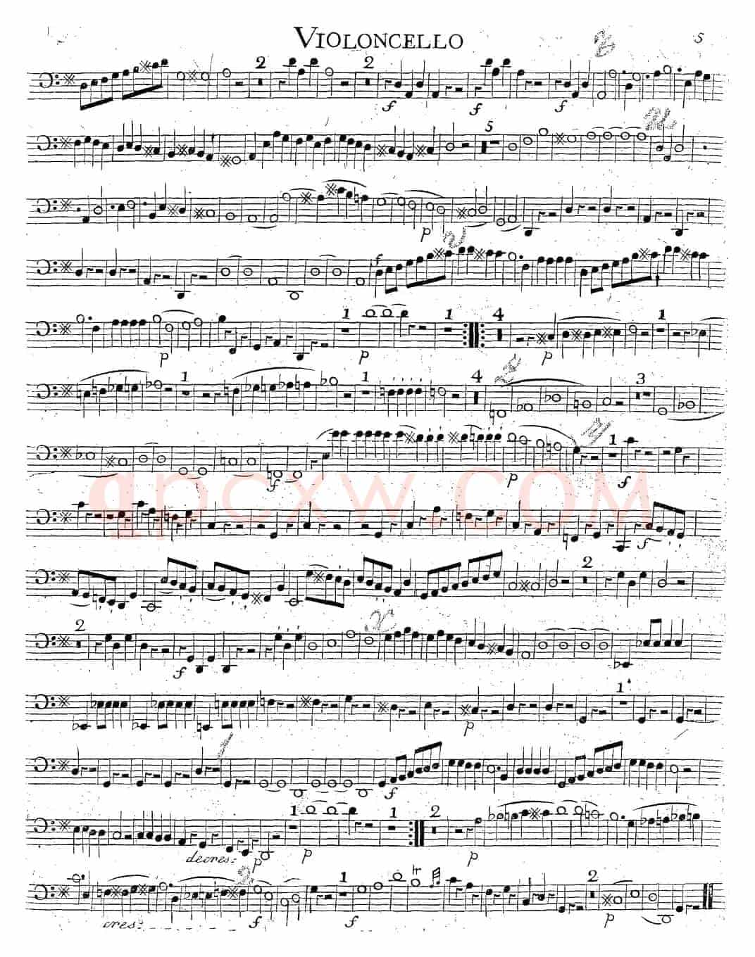 Mozart《Quartet No.14 in G Major,K.387》（Cello分谱）