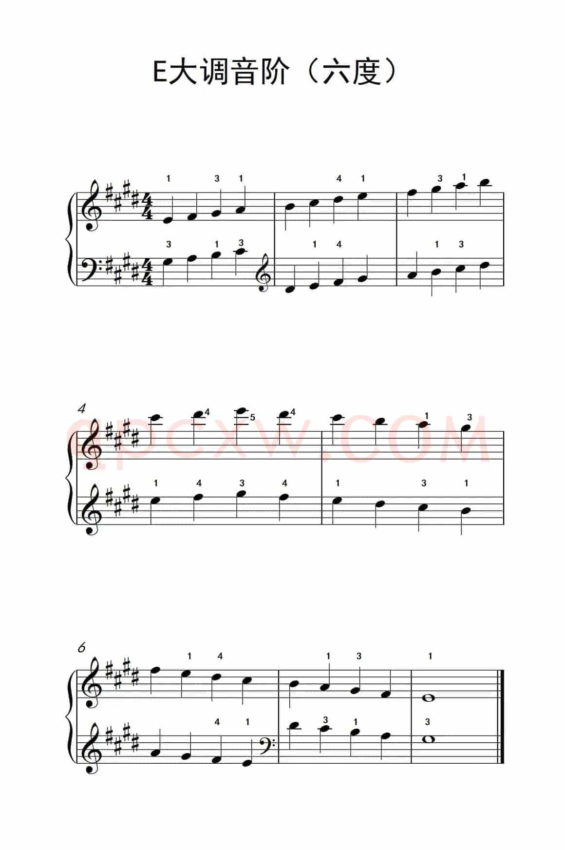 E大调音阶（六度）（孩子们的钢琴音阶、和弦与琶音 2）
