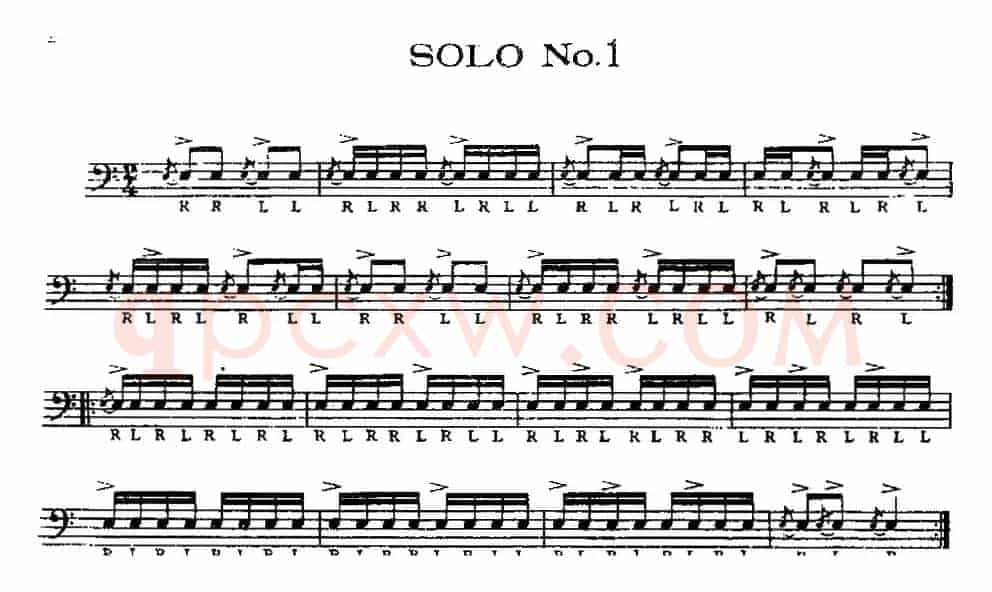 美国军鼓 SOLO No.1—5 （爵士鼓谱）