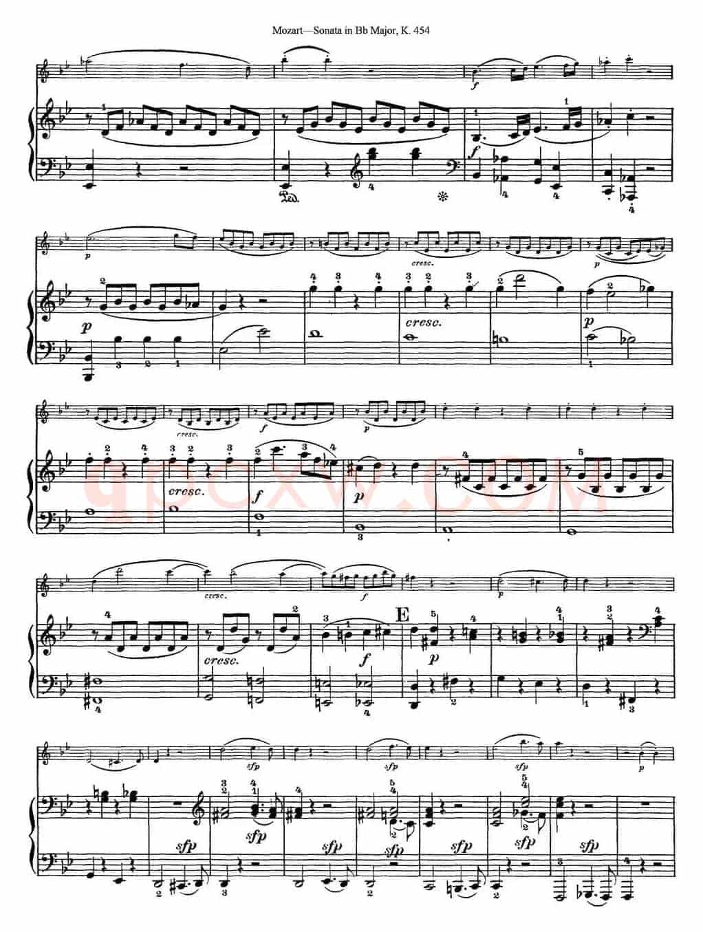 Violin Sonata in Bb Major K.454（小提琴+钢琴伴奏）