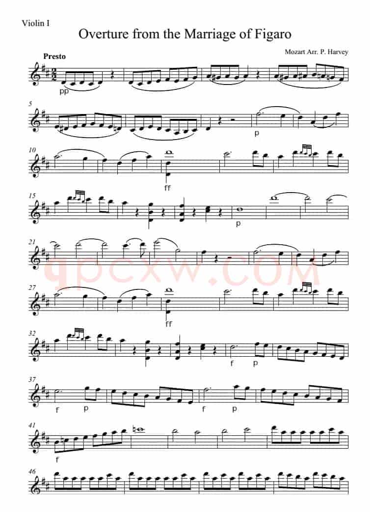 Overture from the Marriage of Figaro 费加罗的婚礼（Violin Ⅰ分谱）