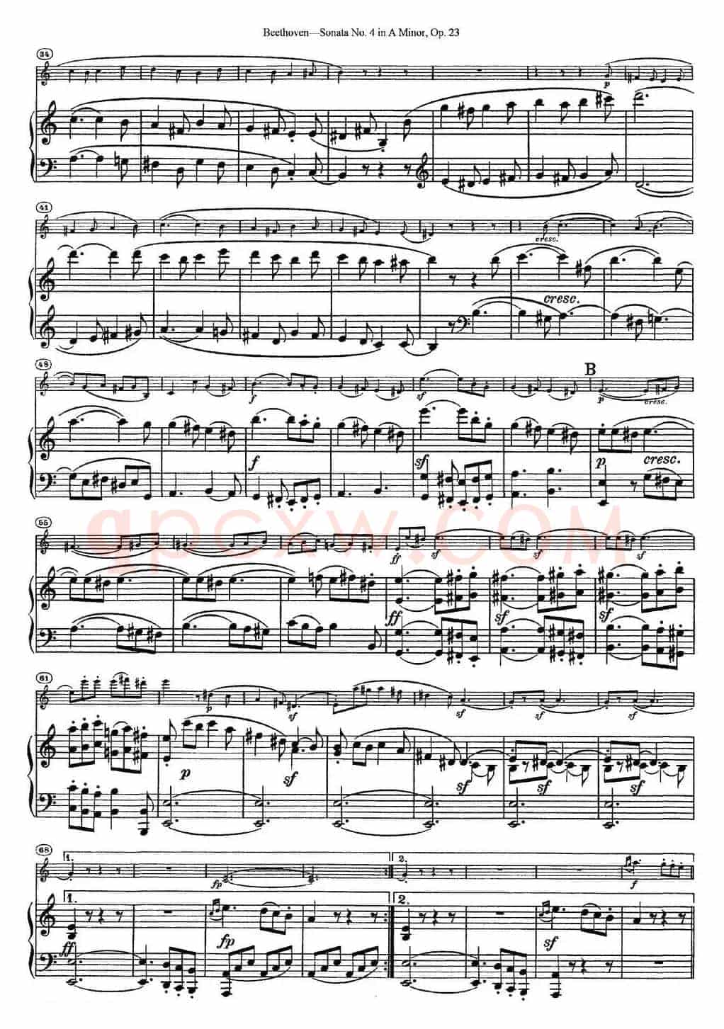 Violin Sonata No.4 in A Minor Op.23（小提琴+钢琴伴奏）