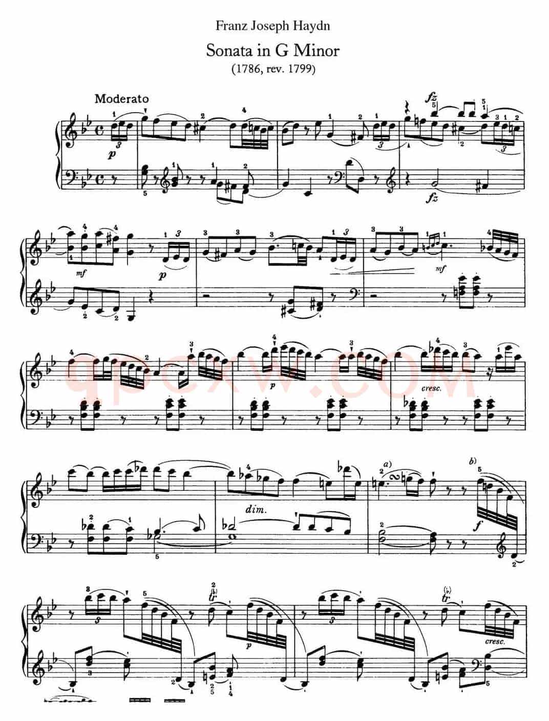 海顿 钢琴奏鸣曲 Hob XVI 44 in G minor