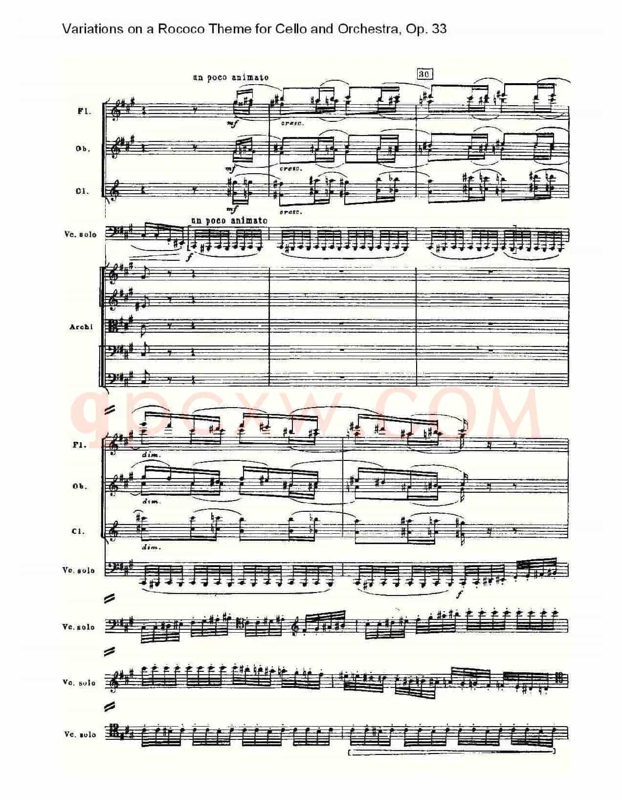 大提琴与管弦乐洛可可主题a小调变奏曲, Op.33(一)