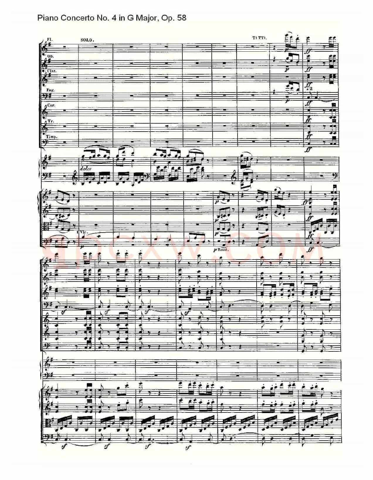G大调钢琴第四协奏曲 Op.58 第三乐章(总谱)