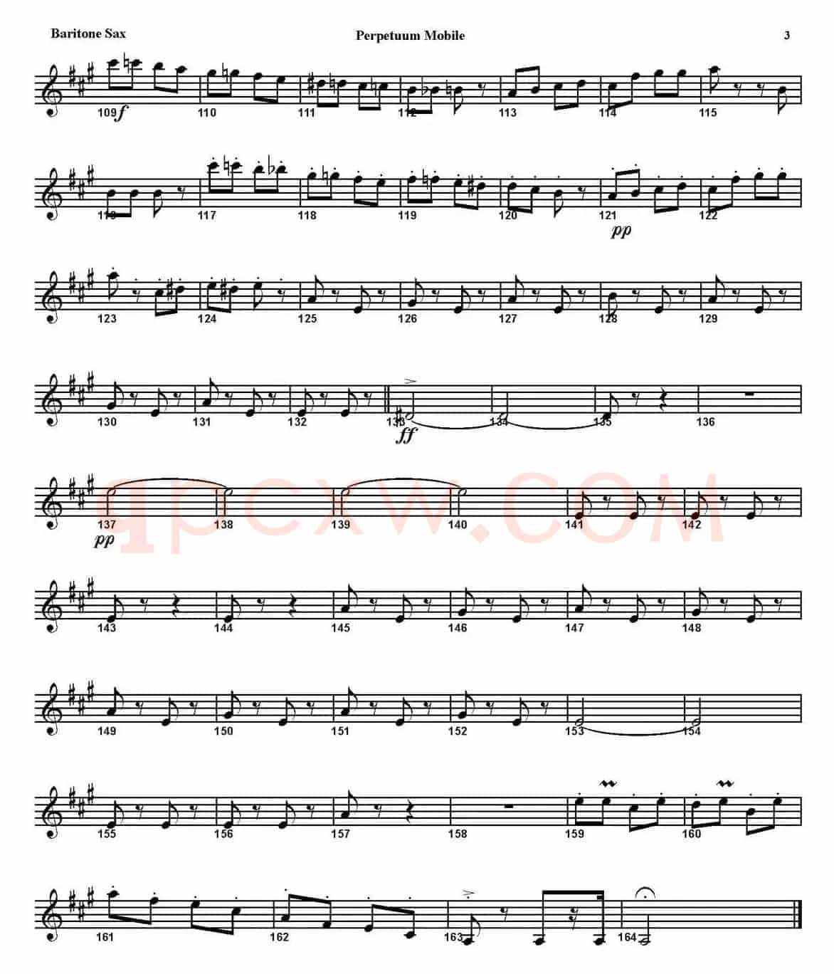 PERPETUUM MOBILE（四重奏·上低音萨克斯分谱）