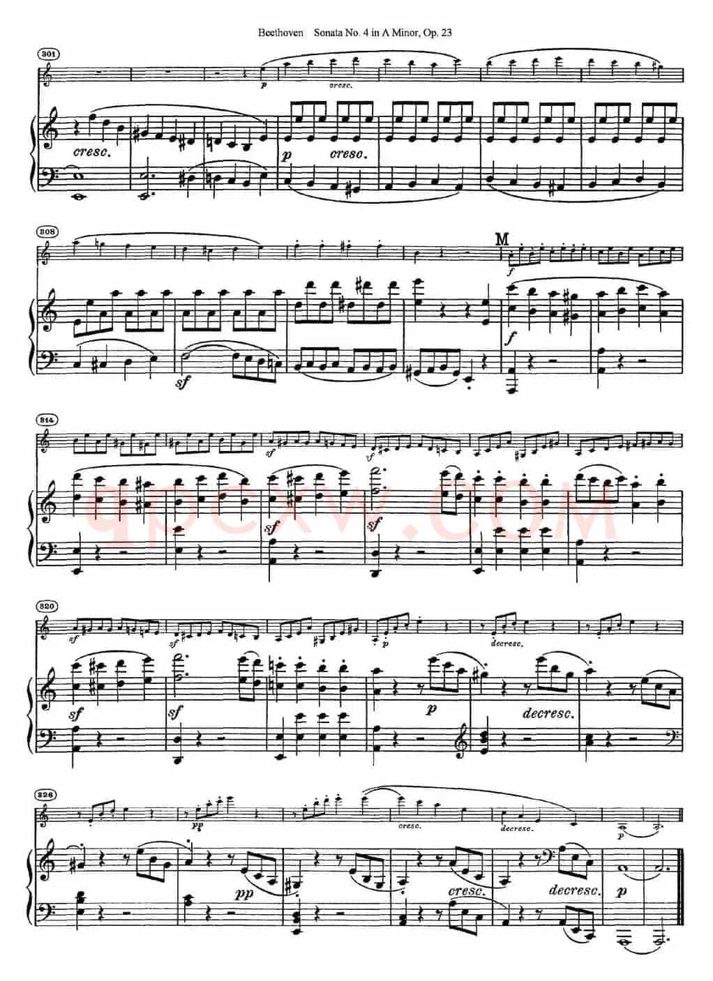 Violin Sonata No.4 in A Minor Op.23（小提琴+钢琴伴奏）