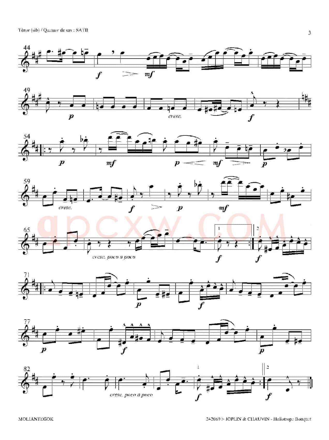 Heliotrope Bouquet（四重奏次中音萨克斯分谱）