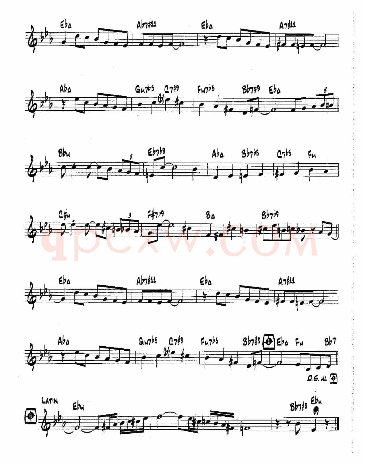 降B爵士乐谱：ECAROH