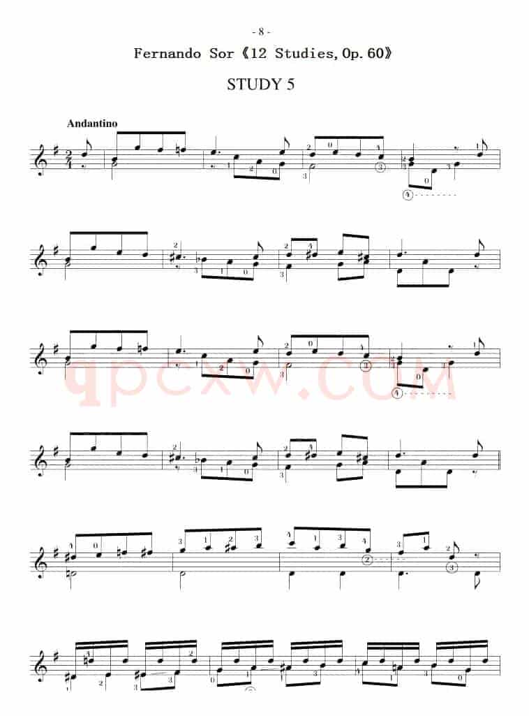 Fernando Sor《12 Studies,Op.60》（STUDY 5）