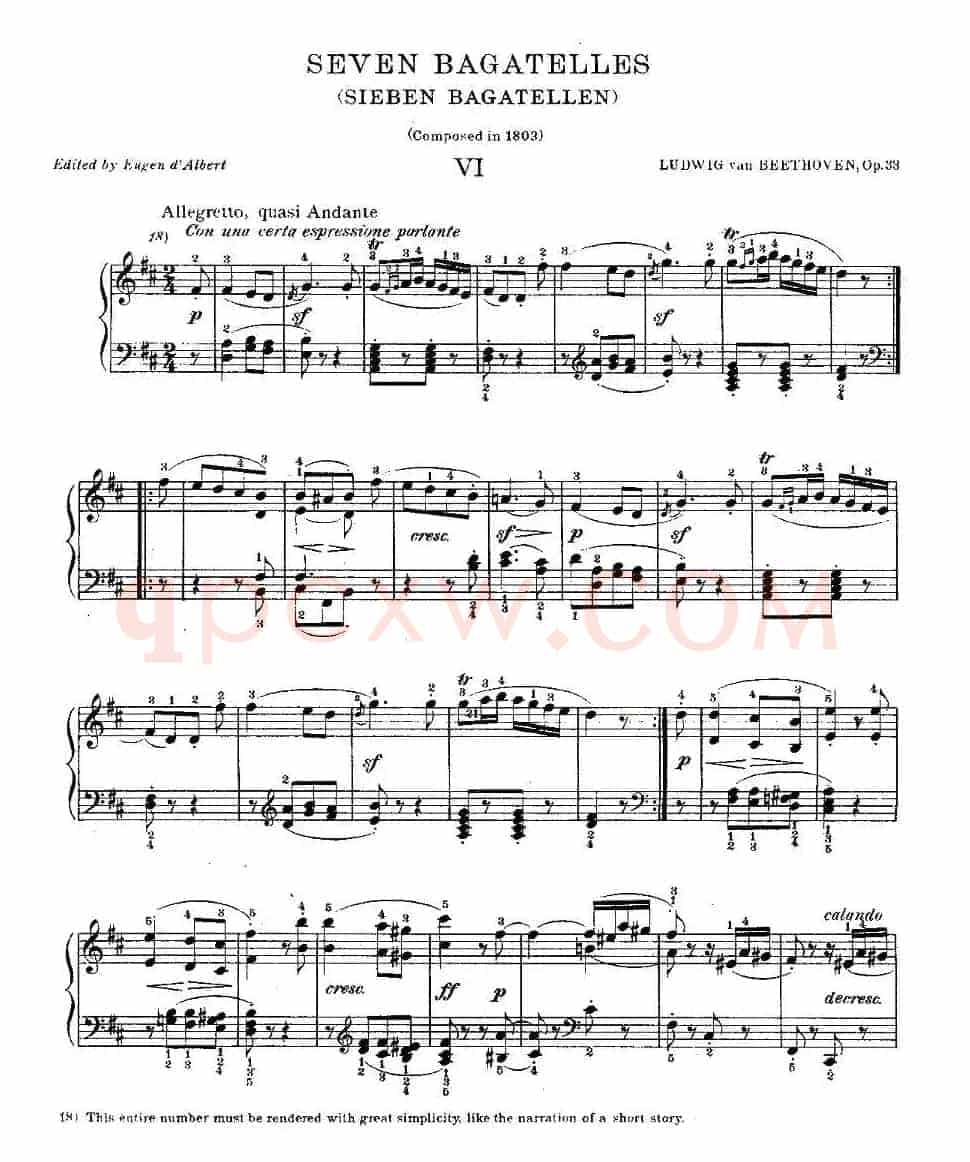 贝多芬钢琴小品（Bagatelles）（Op.33 之6）