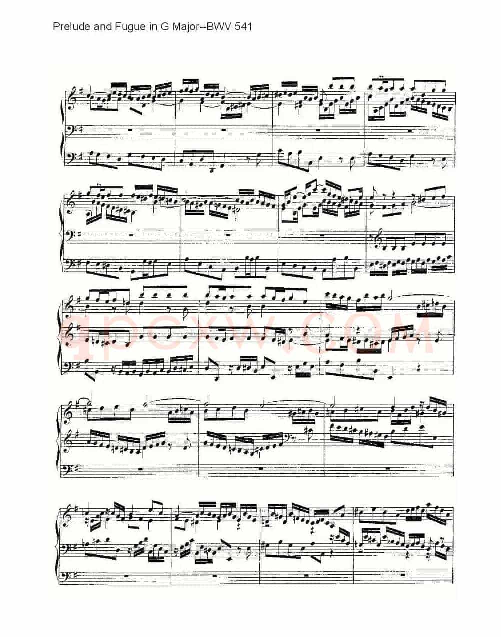 Prelude and Fugue in G Major--BWV 541 (管风琴谱)