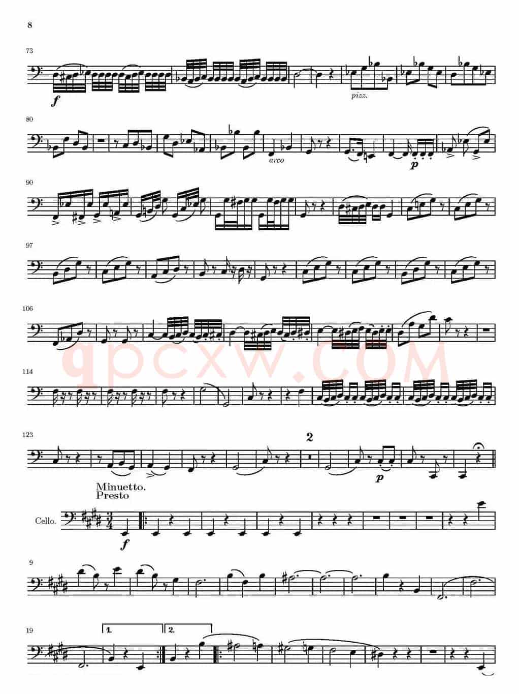 String Quartet nr.18 in E minor（E小调弦乐四重奏）（大提琴分谱）