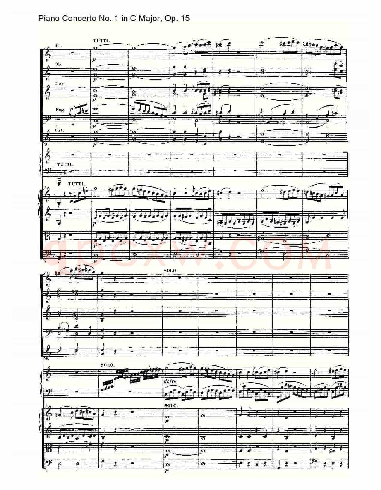 C大调钢琴第一协奏曲 Op.15 第一乐章