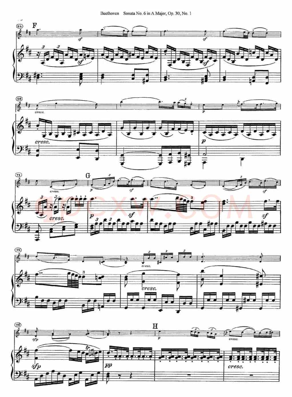 Violin Sonata No.6 in A Major Op.30 No.1（小提琴+钢琴伴奏）
