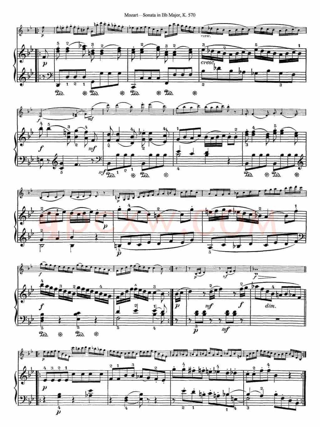Violin Sonata in Bb Major K.570（小提琴+钢琴伴奏）