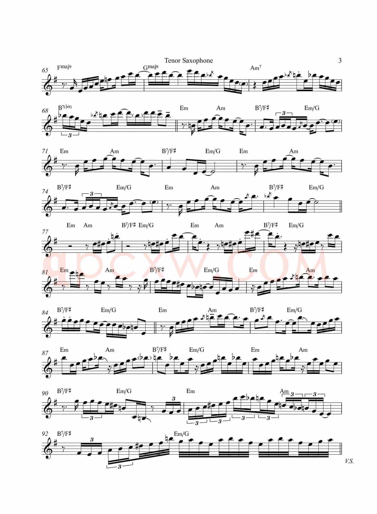 Tequila Moon（次中音萨克斯）