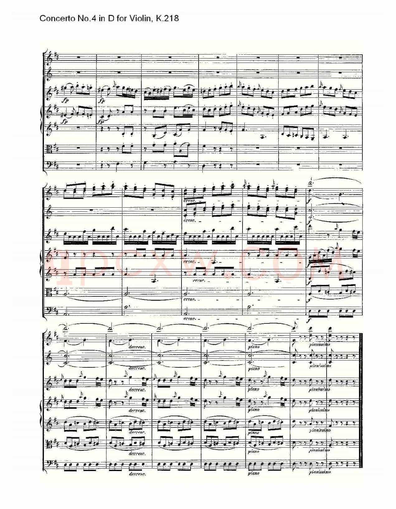 Concerto No.4 in D for Violin, K.218（D调小提琴第四协奏曲，K）