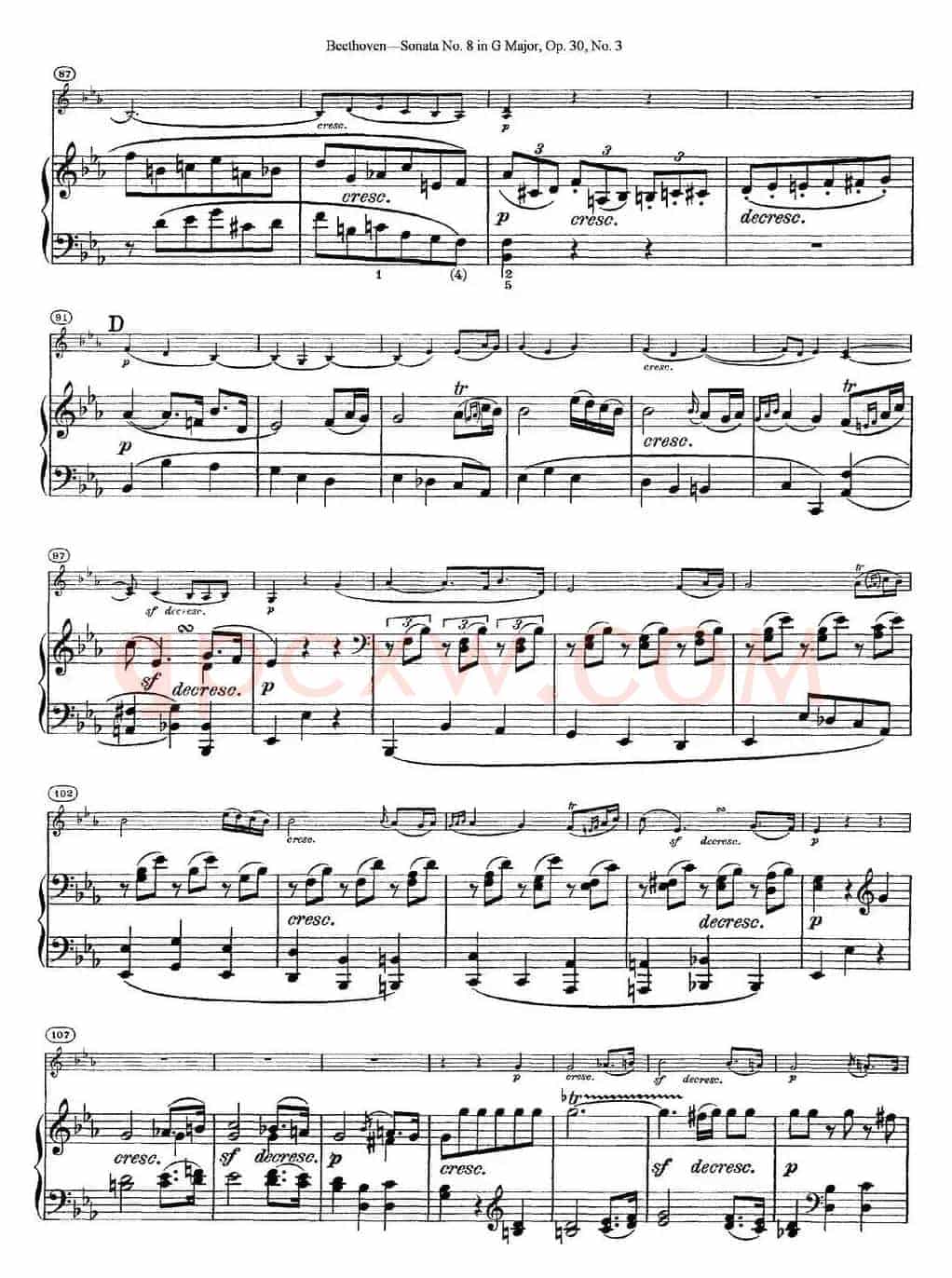Violin Sonata No.8 in G Major Op.30 No.3（小提琴+钢琴伴奏）