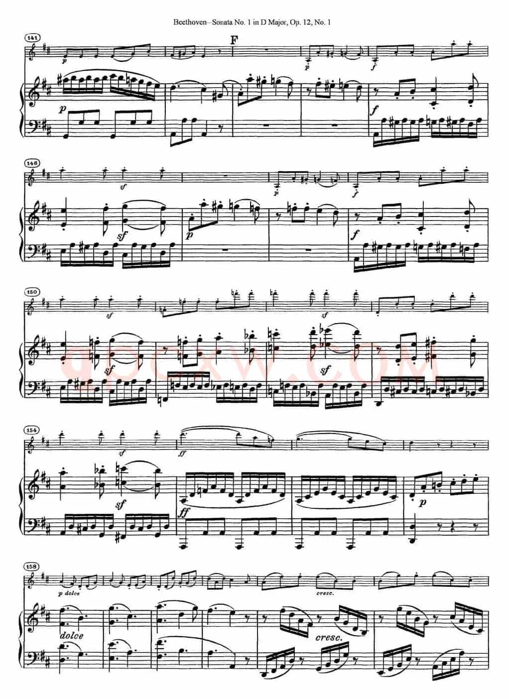 Violin Sonata No.1 in D Major Op.12 No.1（小提琴+钢琴伴奏）