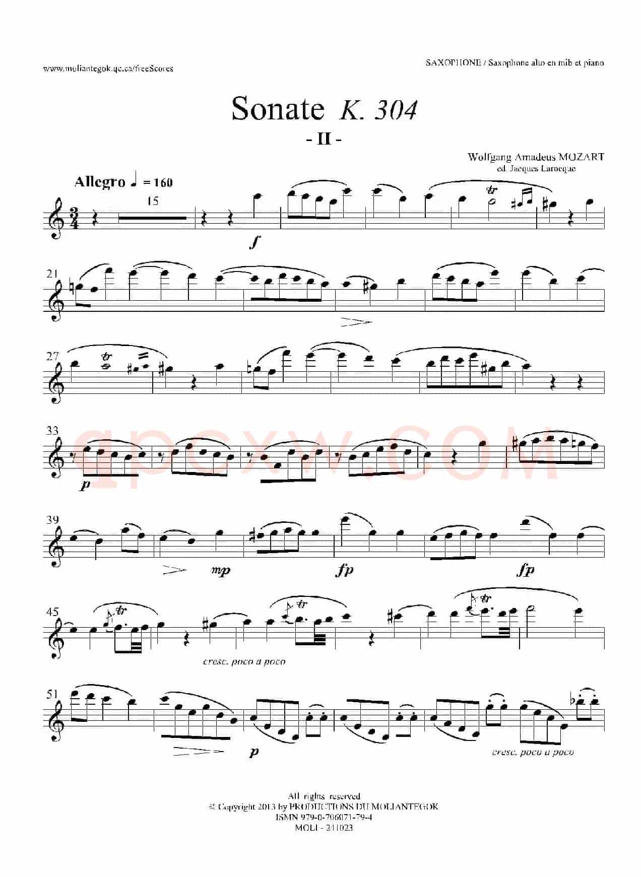 奏鸣曲 Op.304（中音萨克斯）