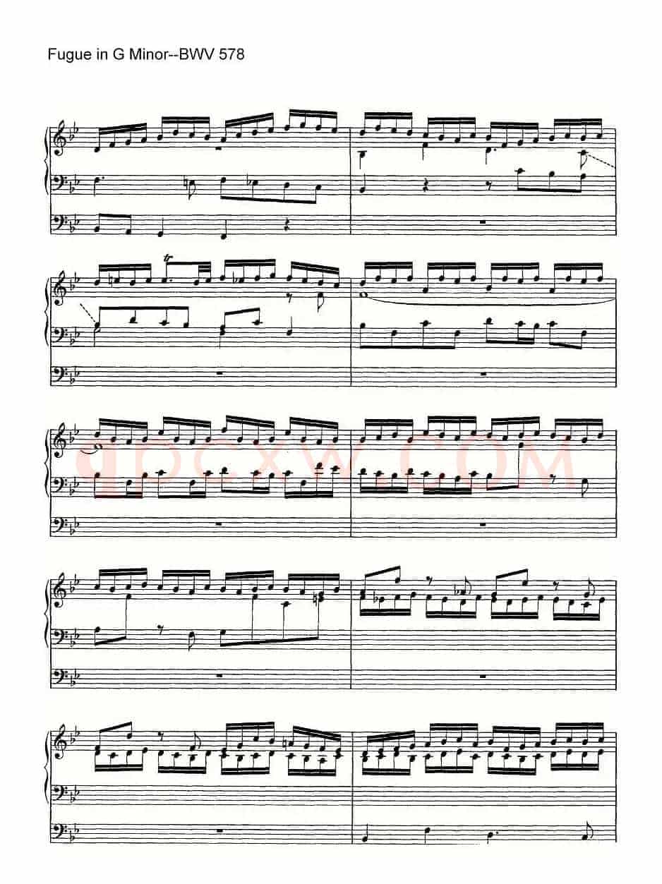 Fugue in G Minor--BWV 578(管风琴谱)