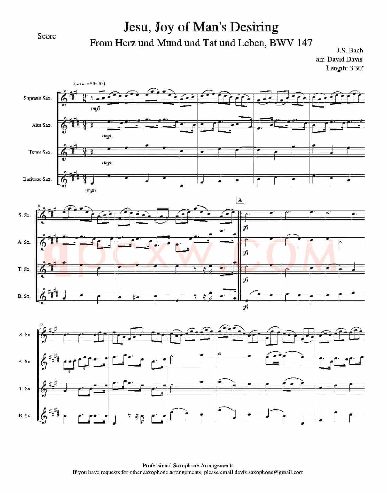 Jesu,Joy of Man's Desiring （四重奏）