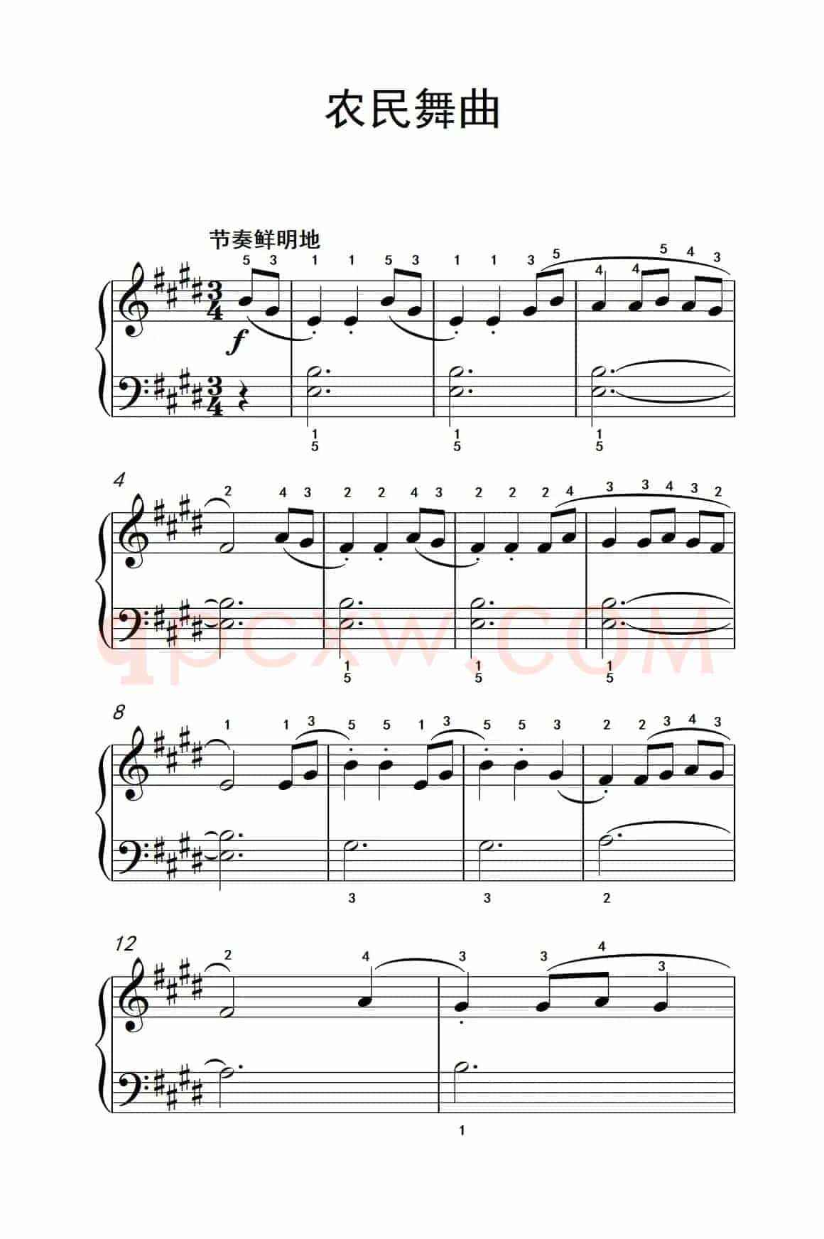 农民舞曲（约翰·汤普森 成人钢琴教程 第一册）