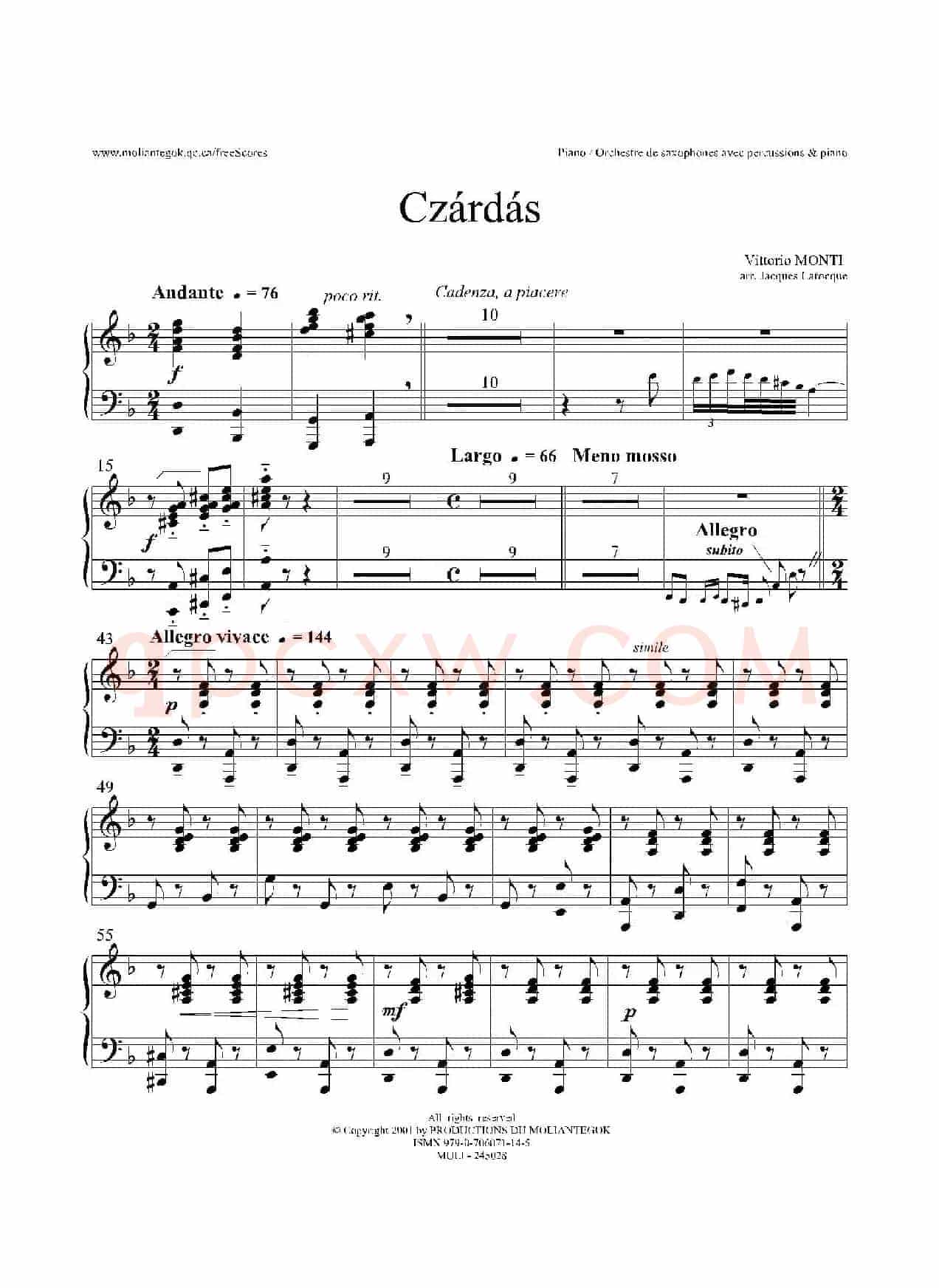 Czardas 查尔达斯（15重奏）（钢琴）