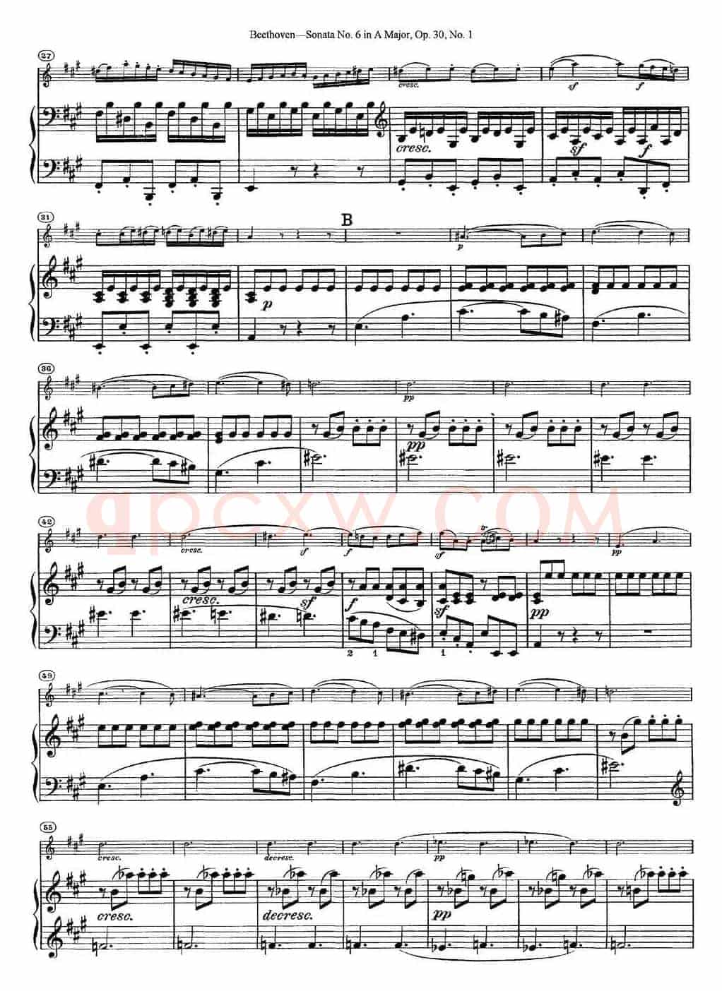 Violin Sonata No.6 in A Major Op.30 No.1（小提琴+钢琴伴奏）
