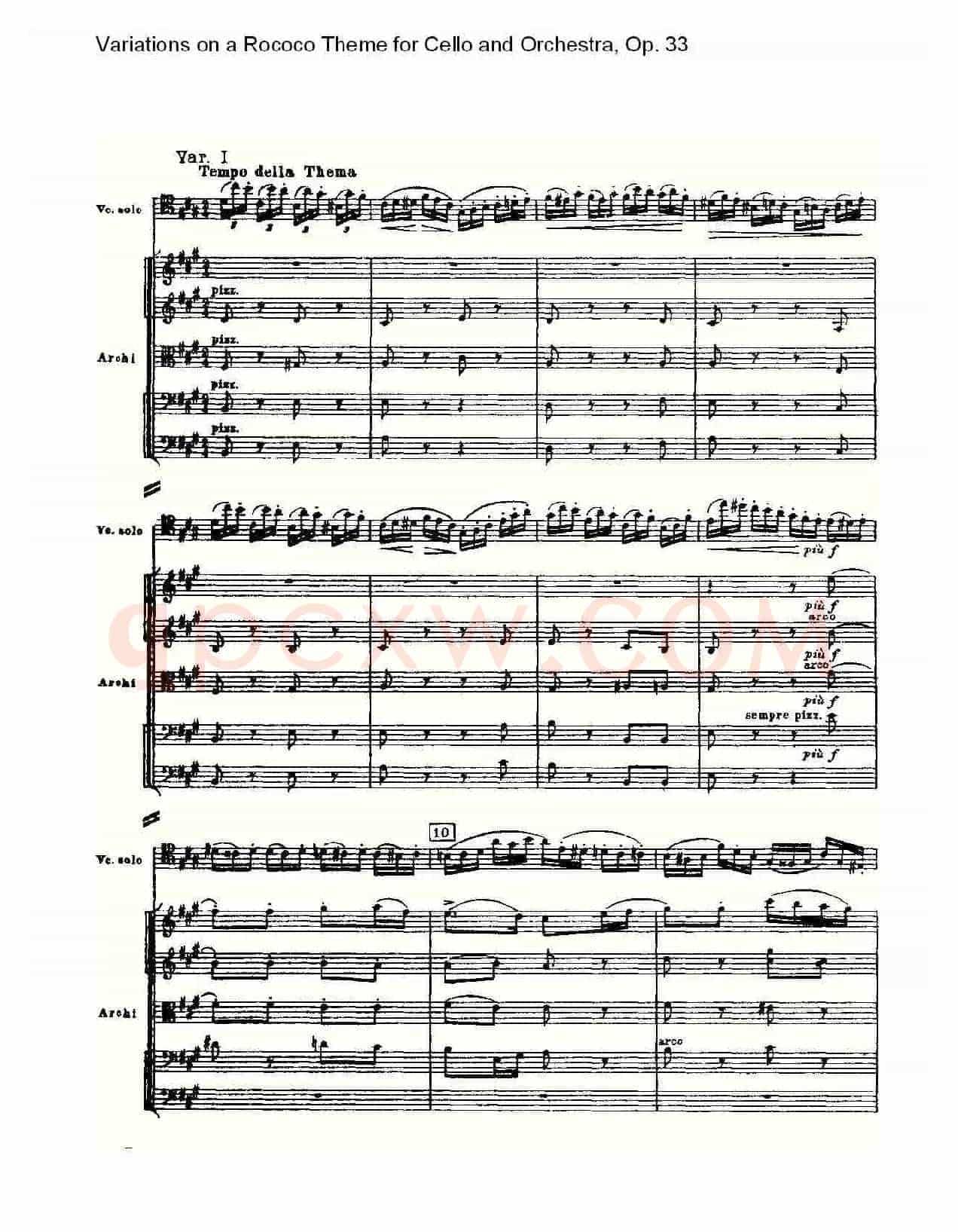 大提琴与管弦乐洛可可主题a小调变奏曲, Op.33(一)