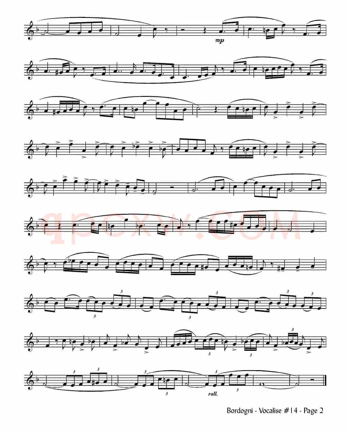 Bordogni - Vocalise #14（小号）
