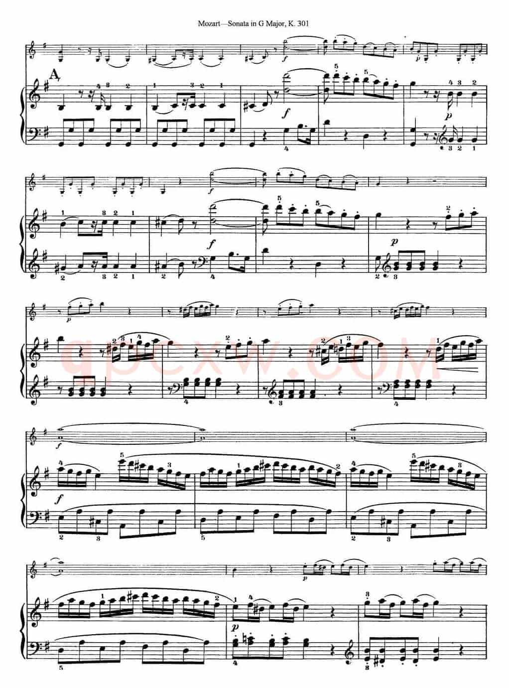 Violin Sonata in G Major K.301（小提琴+钢琴伴奏）